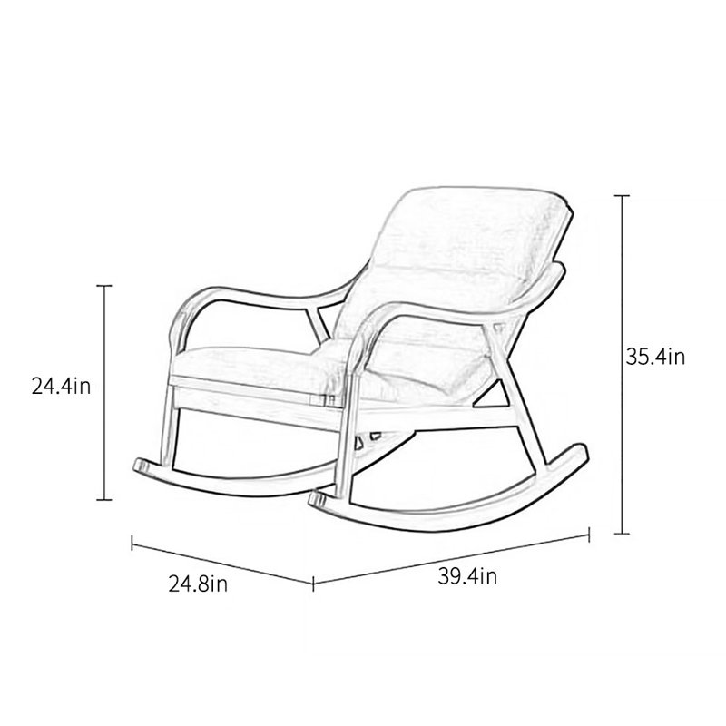 Chaise berçante en bois massif Nordic Chinese, Blanc cassé