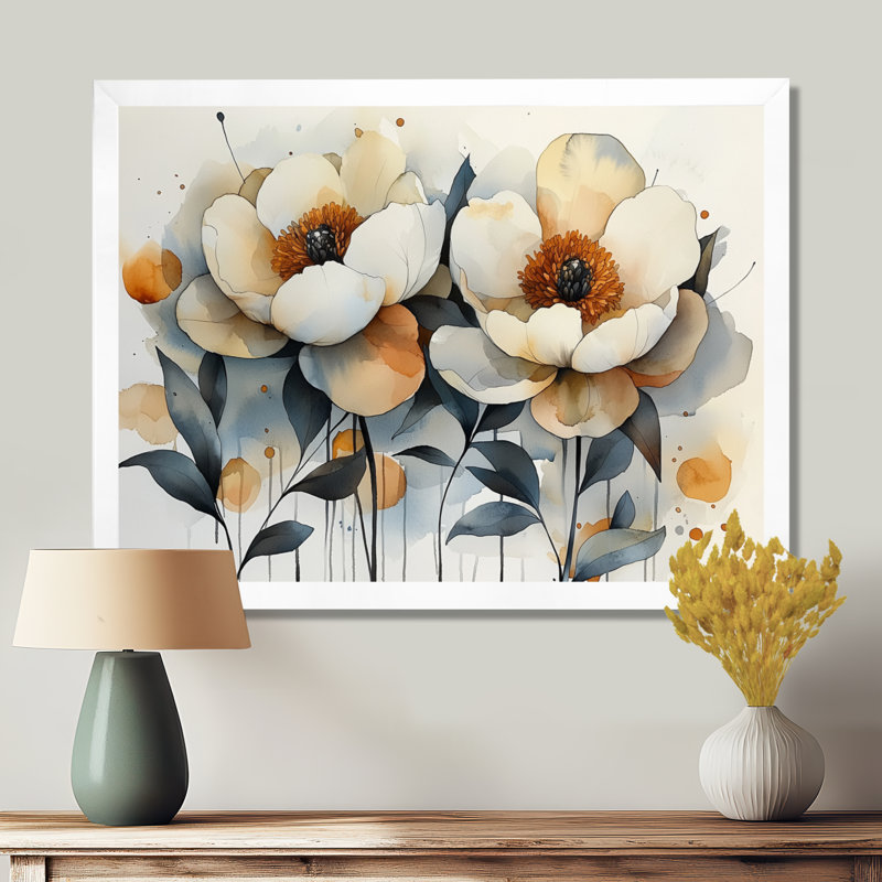 Imaad - Floral Oversized Canvas Prints, Reproduction encadrée d'une seule photo, H 24 po x l 32 po, Blanc