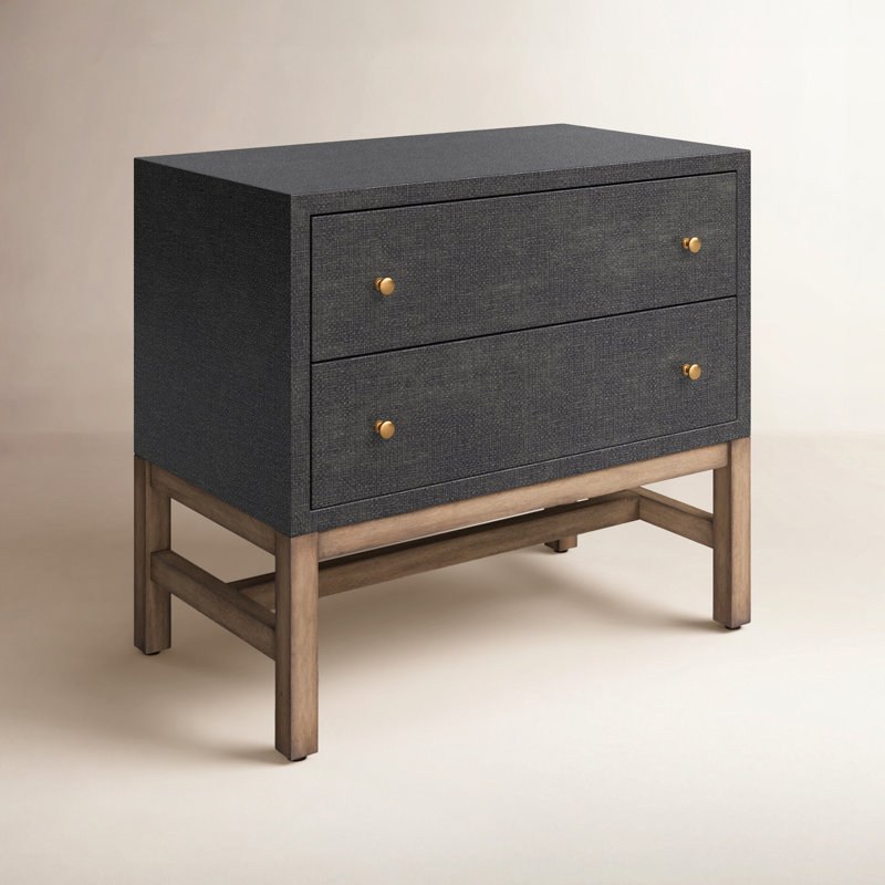Fiona Nightstand - Black Raffia, Black