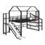 Lit mezzanine en métal avec glissières, escaliers et tablettes de rangement-236234493