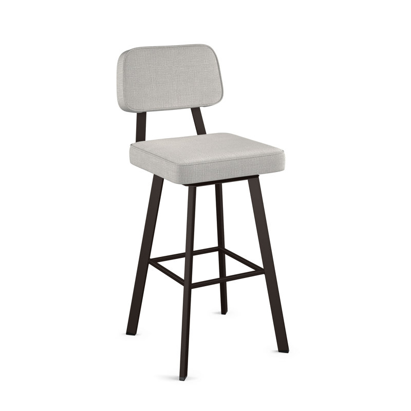 Tabouret de bar et de comptoir pivotant Cloran, Brun foncé texturé, Polyester gris clair