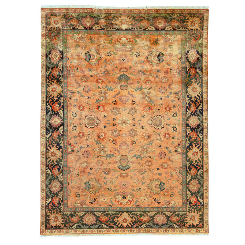 Tapis doré et noir de haute qualité noué à la main