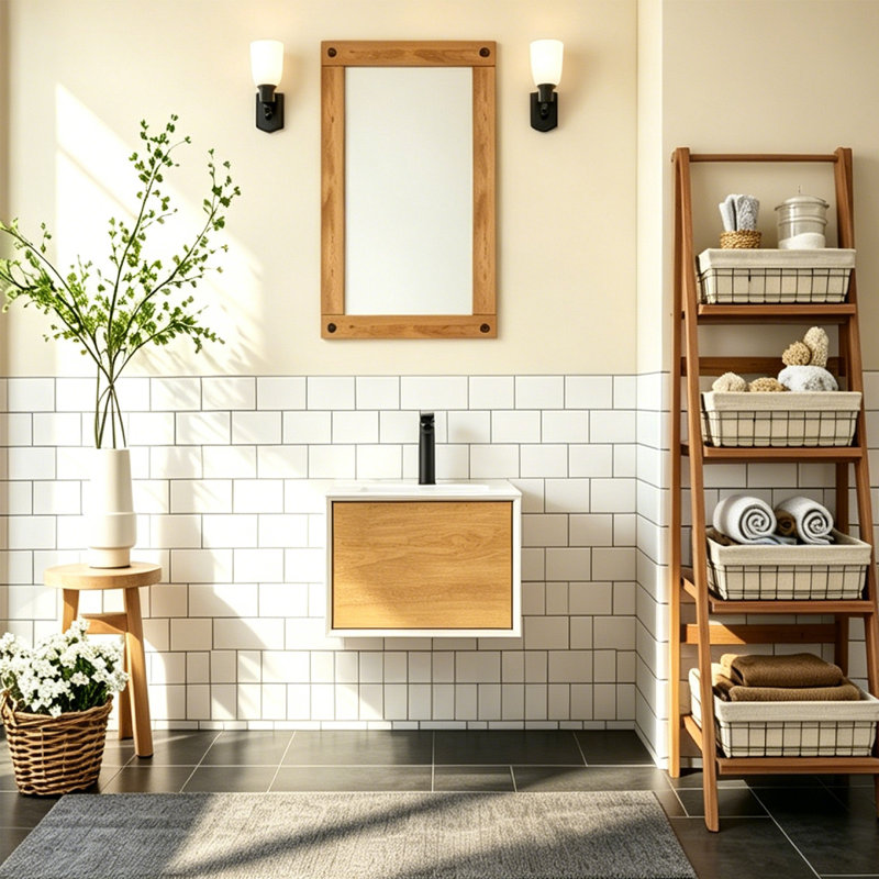 Meuble-lavabo mural simple moderne 24 po Tona