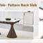 Table de salle à manger extensible rectangulaire, plateau en pierre à motif de marbre blanc avec pieds en métal de couleur noyer, table de salle à manger de luxe moderne pouvant accueillir 4 à 8 personnes pour un usage quotidien à la maison-131073771