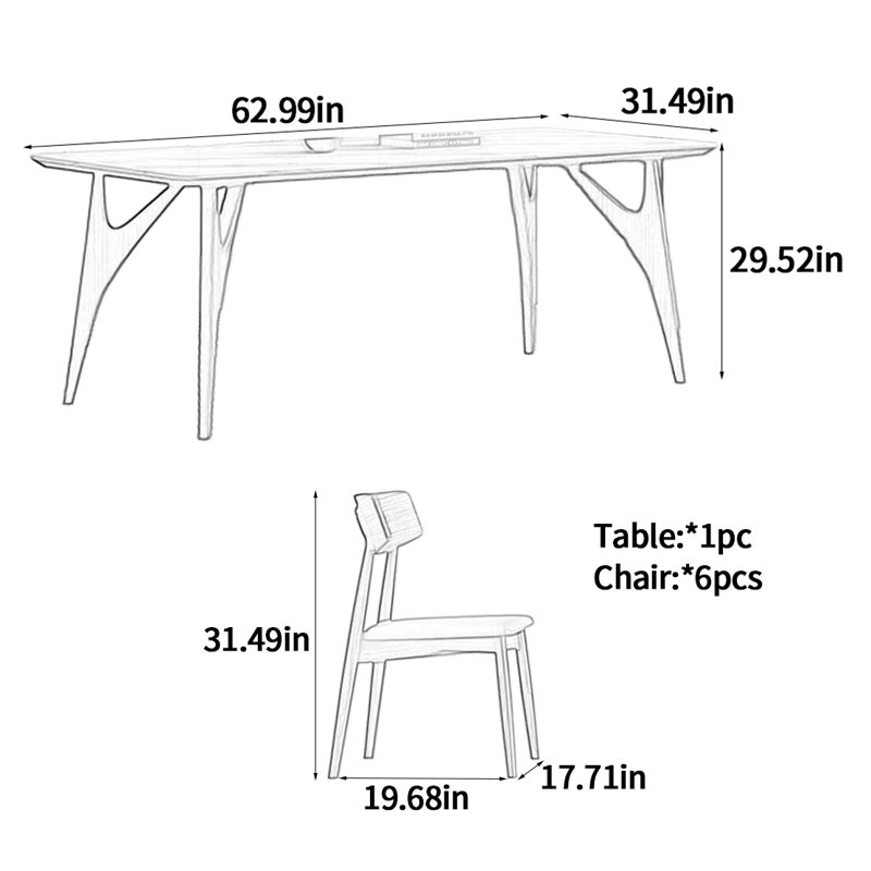 Table de salle à manger White Rock, H 29,52 po x L 62,99 po x l 31,49 po