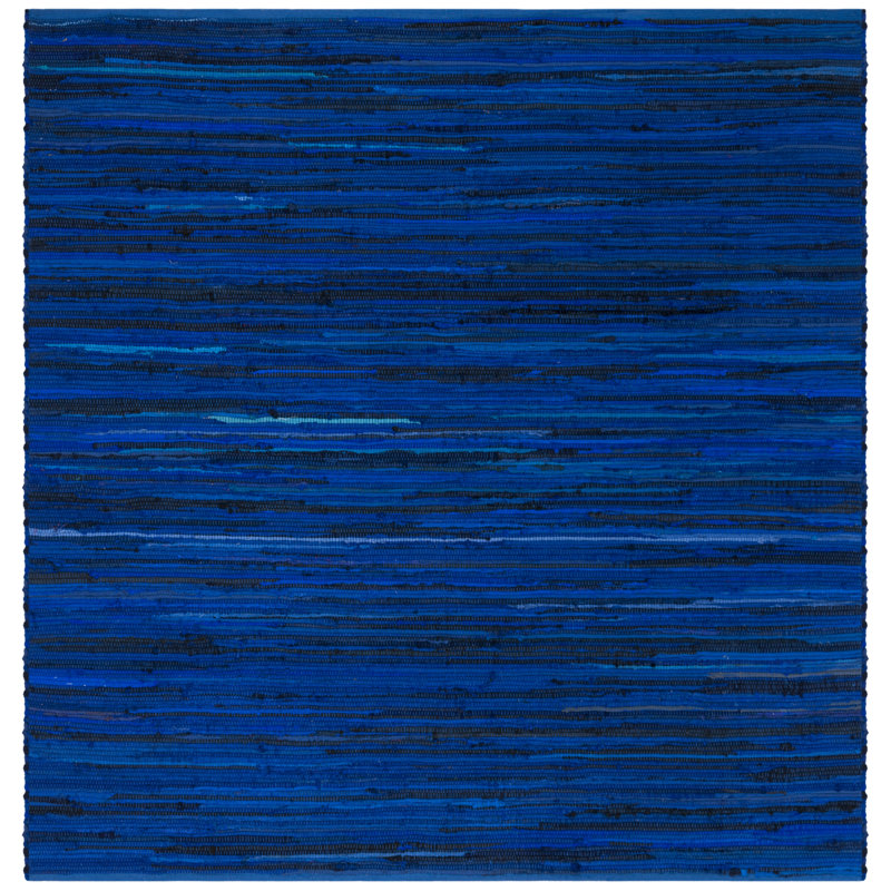 Burkhart Rug Hand Woven Cotton Striped Rug, Square 4'