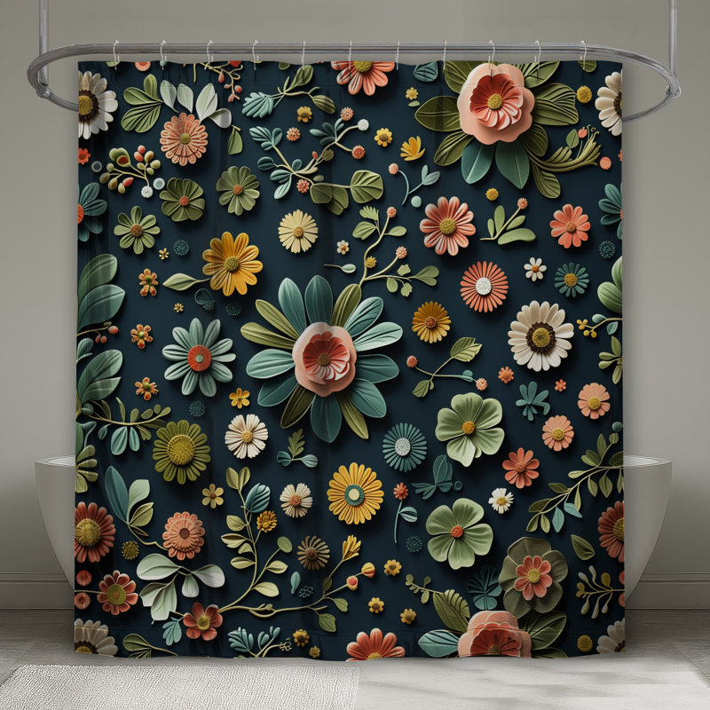 Rideau de douche floral - Bohème, L 70 po x H 84 po
