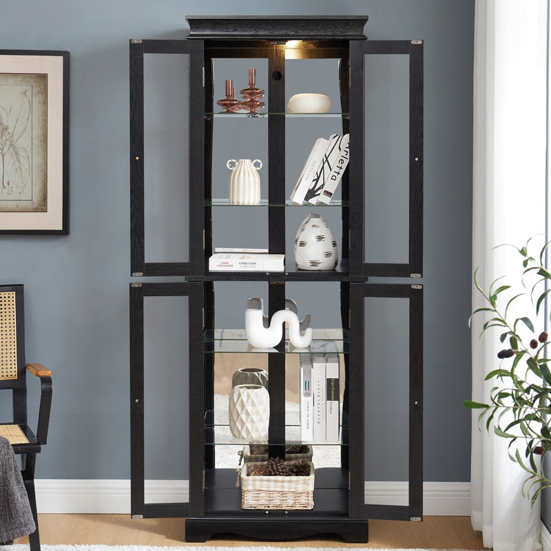 Vitrine lumineuse en verre avec tablettes réglables