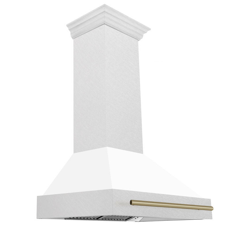 36" ZLINE Autograph Edition Fingerprint Resistant Stainless Steel Range Hood with White Matte Shell, Champagne Bronze