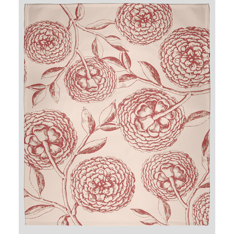 Couverture polaire fleurs antiques, L 50 po x L 60 po, Rouge