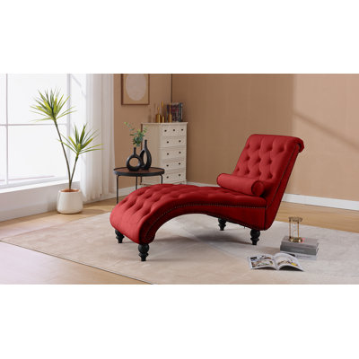 Chaise longue d'intérieur avec capitonnage à boutons et garniture cloutée pour le salon, le bureau et la chambre à coucher