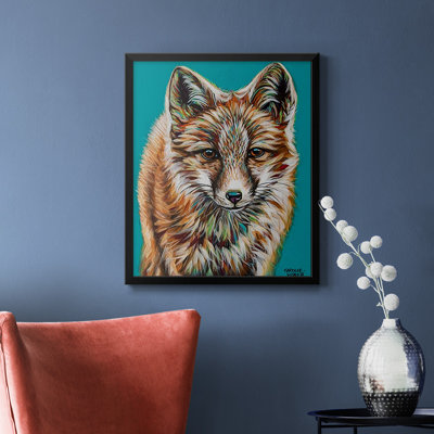 Toile encadrée de qualité supérieure sarcelle et renard - prête à être accrochée