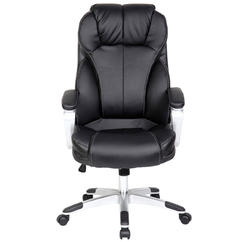 Bally High-Back PU Leather Executive Office Chair – Ergonomic Adjustable Swivel Chair with Wheels And Lumbar Support, Black