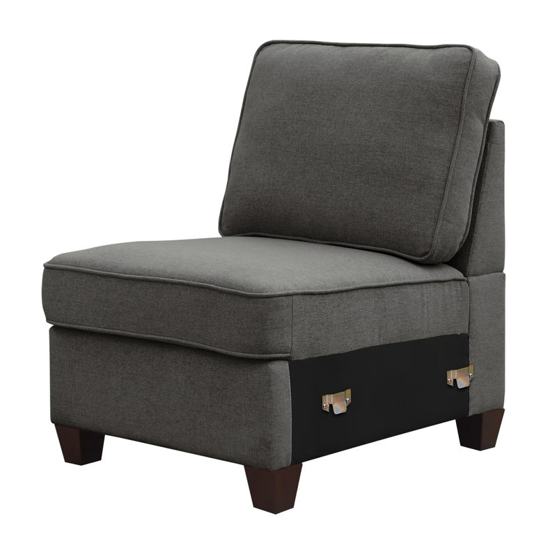26" W Armless Chair Single Seat Module For Modular Sectional Sofa, Dark Gray Linen Blend