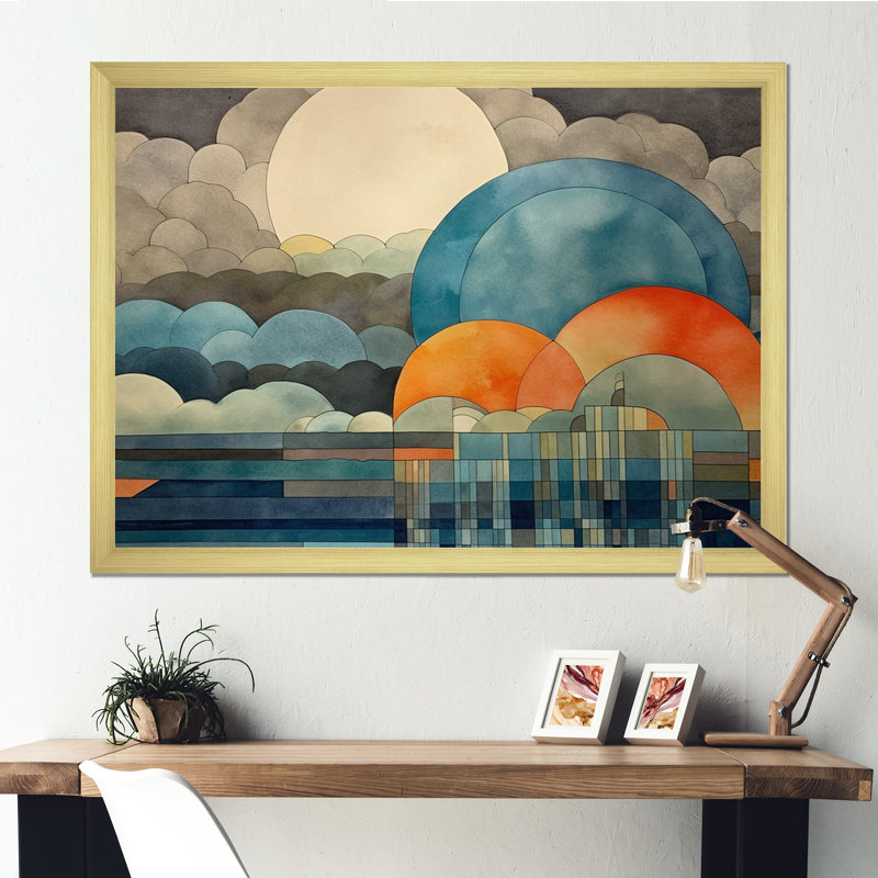 Nuage géant sur toile, H 12 po x l 20 po x P 1 po, Cadre doré simple