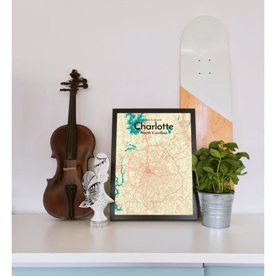 «Charlotte City Map», reproduction d'impression sur affiche en beige