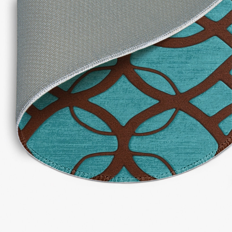 Trellis Brown Indoor and Outdoor Area Rug, Round 5'