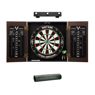 Viper Stadium Cabinet Set with Shot King Sisal Bristle Dartboard, Shadow Buster Lights and Padded Dart Mat