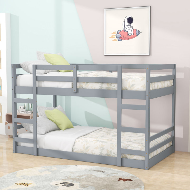 Dragulina Kids Twin Over Twin Bunk Bed, Gray