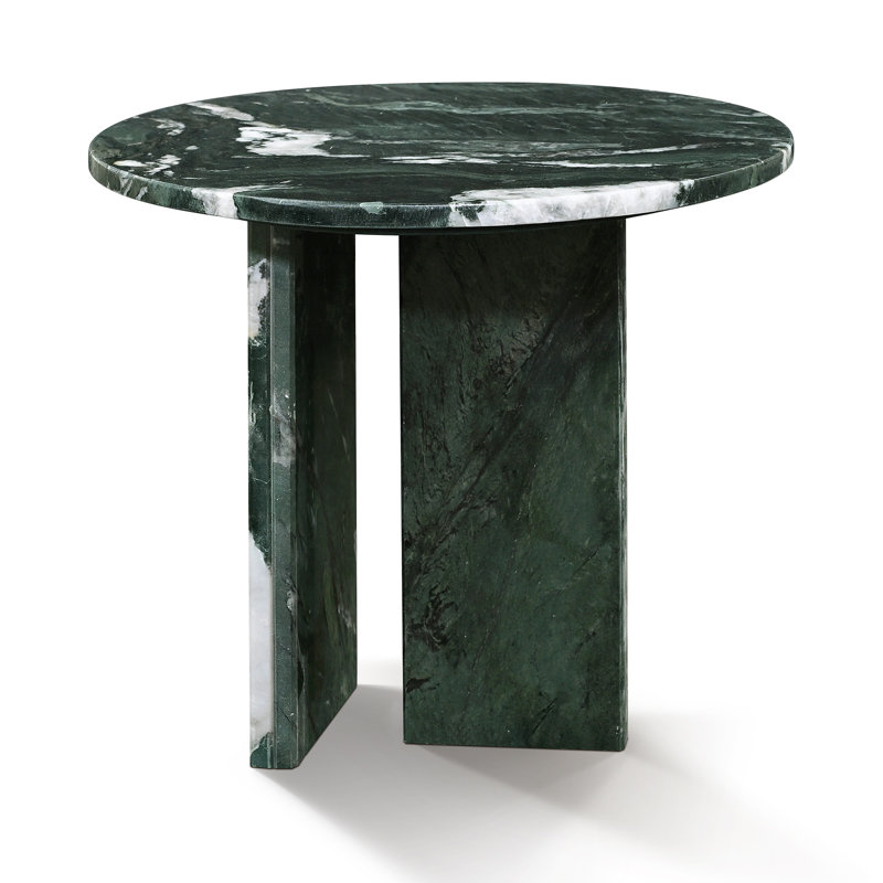 Table basse en marbre naturel vert, petit accent de salon, pierre véritable, veines uniques, 15.8" H x 17.7" W x 17.7" D