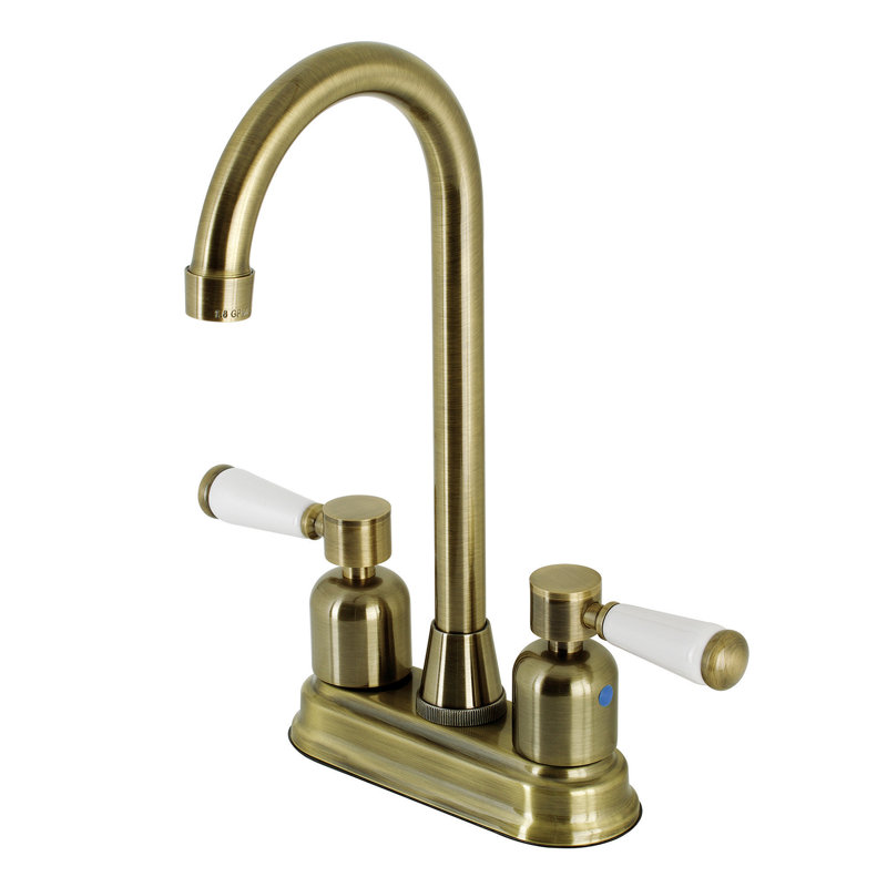 Kingston Brass Paris Two-Handle 2-Hole Deck Mount Bar Faucet, Antique Brass