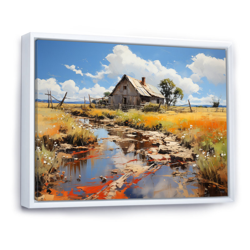 Markisa Farmhouse Expressive Countryside I - Imprimé, H 34 po x l 44 po x P 1,5 po, Cadre flottant blanc