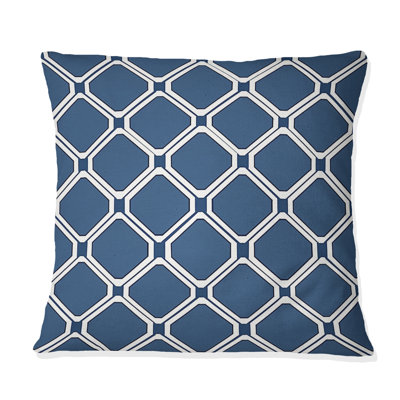Blue Traditional Hexagon Pattern II - Traditional Throw Pillow
