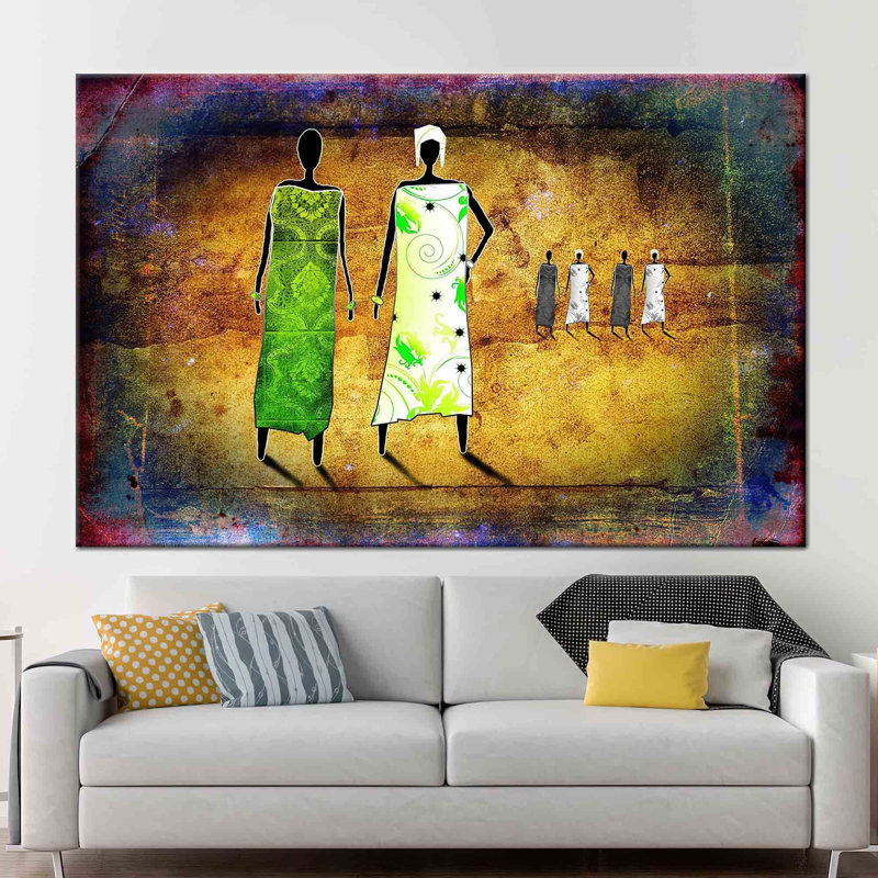 Abstract African People Canvas Art Featuring Ethnic Women - Artwork for Wall Decor and Other Shades, Does Not Apply