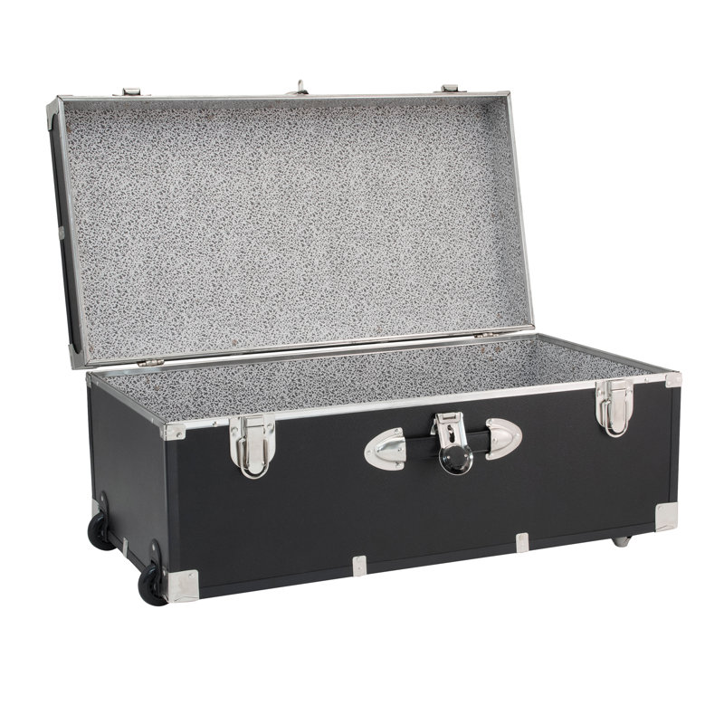 Lynne Manufactured Wood Camp Trunk / Footlocker, Black