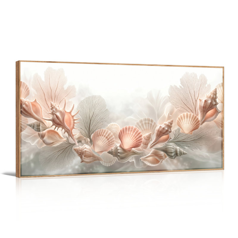 «Seashell», impression sur toile à motif floral sur toile, ensemble de 1, L 40 po x H 20 po, Natural