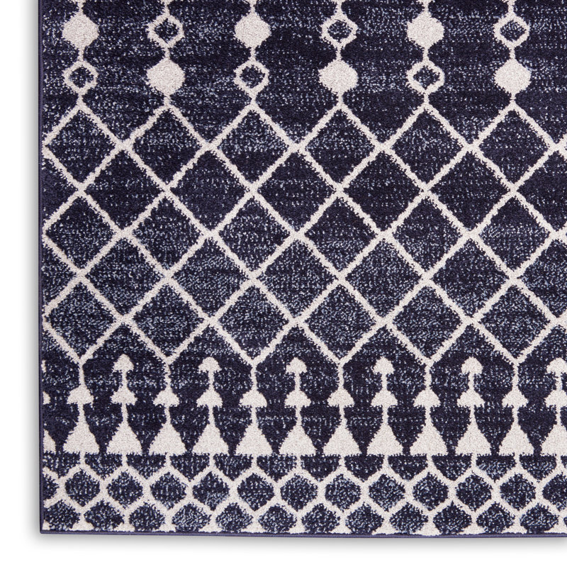 Tapis bleu marine / gris 2 pi 3 po x 10 pi Palermo, Rectangle 8'6" x 12'