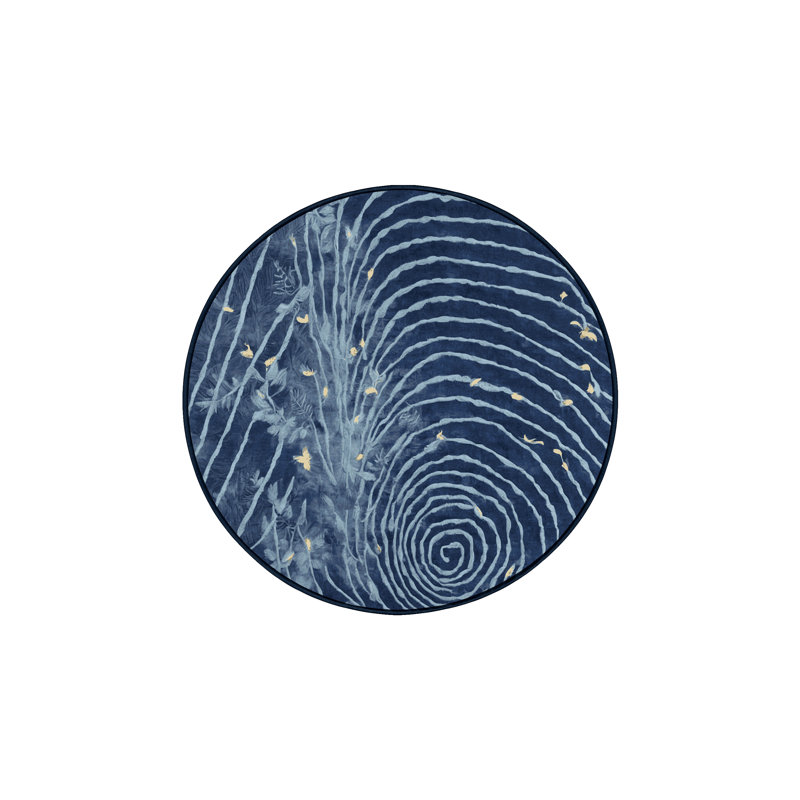 Machine Washable Gray Area Rug, Round 3'