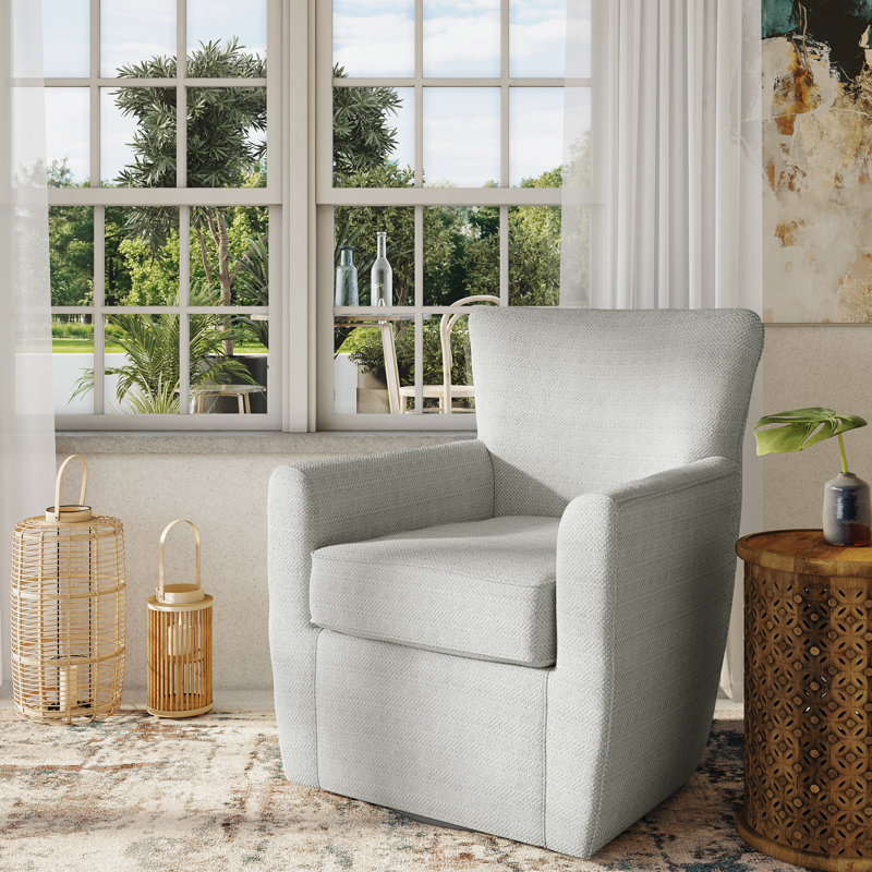 Aloisio 32.5'' Wide Swivel Armchair, Off-White