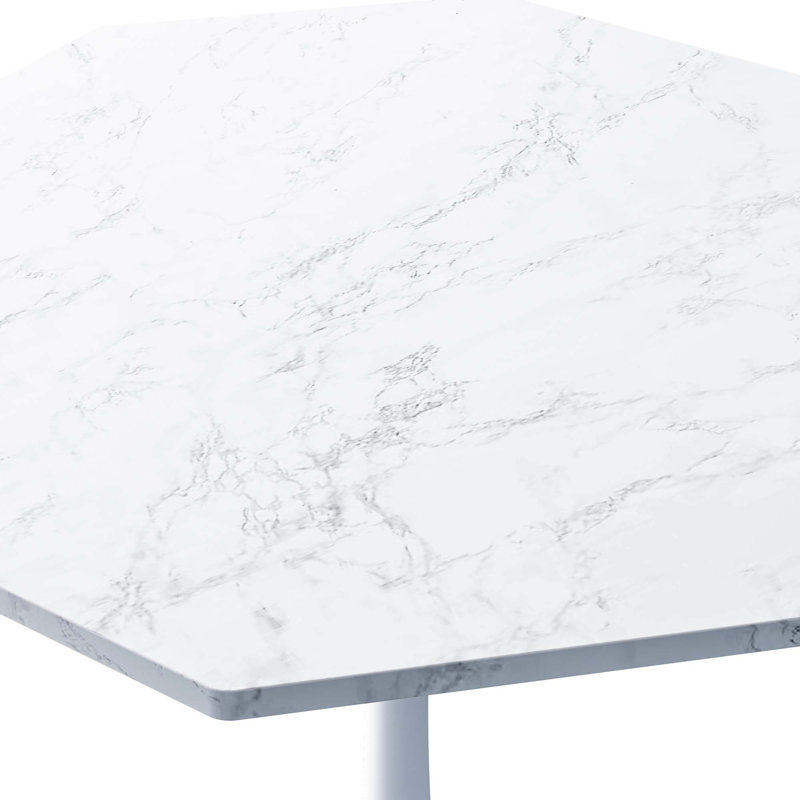 Modern Octagonal Coffee Table With MDF Table Top & Metal Base, White