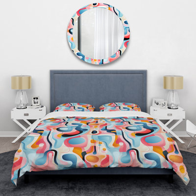 Ensemble de housse de couette rose Fusion Abstractions In Motion I