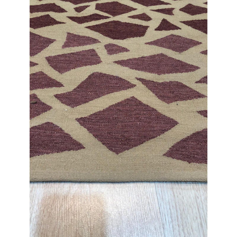 Tapis contemporain mauve à motif géométrique moderne en mosaïque de 6 pi x 8 po