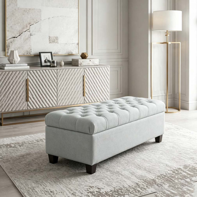 Banc de rangement avec repose-pieds 50,25 po, Baby Blue
