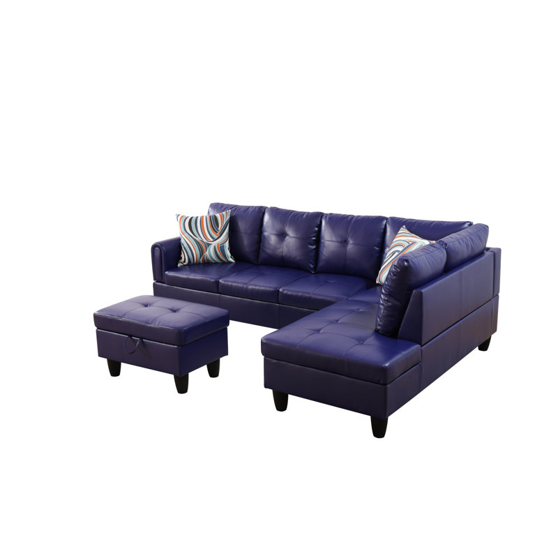 Canapé modulaire en similicuir 3 pièces, Similicuir mauve, Orienté à droite
