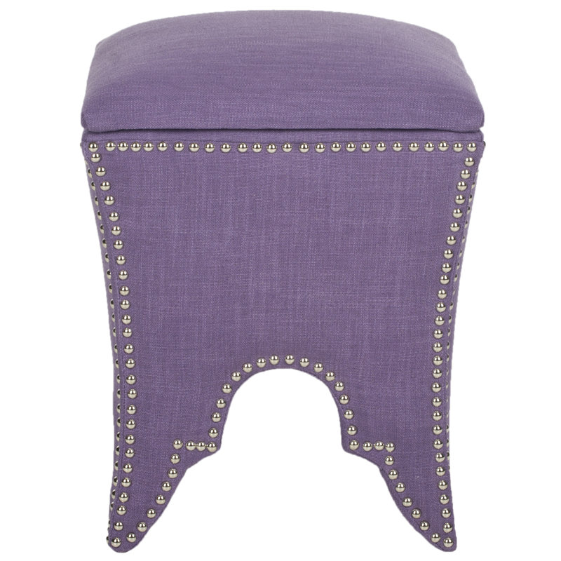 Upholstered Ottoman, Silver, Lavender