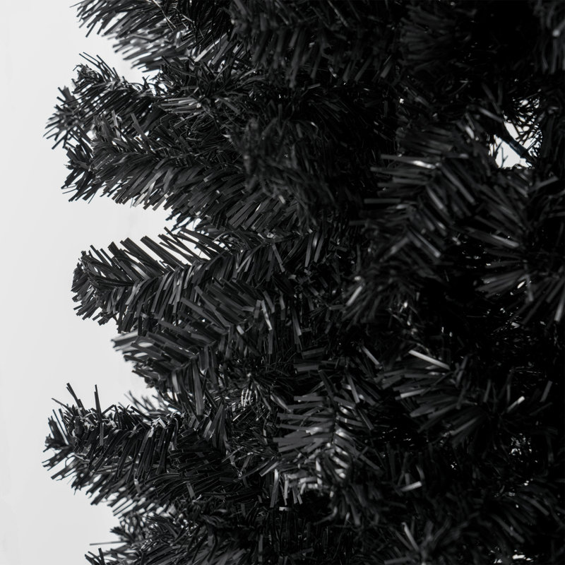 Arbre de Noël HOMcom 8 pi, arbre de Noël artificiel non éclairé, sapin de Douglas mince avec branches réalistes, arbre d'Halloween avec 1168 pointes, noir