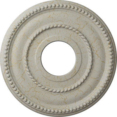 Endurathane Valeriano Ceiling Medallion, 12 1/8"OD x 3 5/8"ID x 3/4"P (Fits Canopies up to 6 1/4"), Hand-Painted Pot of Cream Crackle Finish