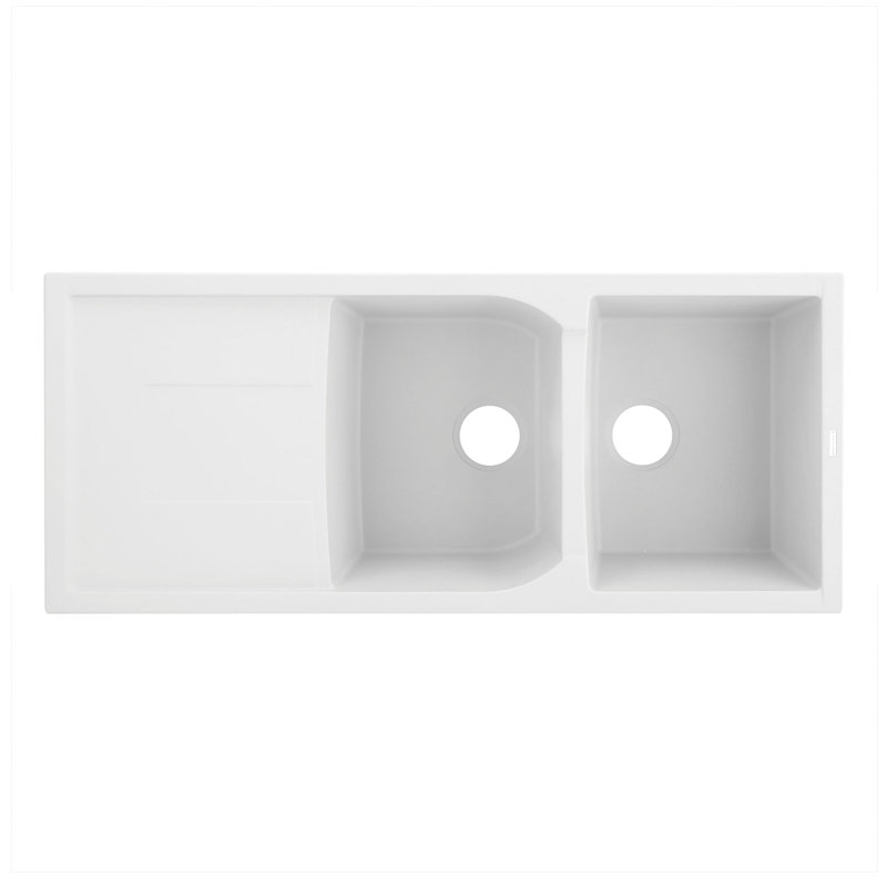 Tansi 46" L Double Basin Drop-In Kitchen Sink, Cloud White