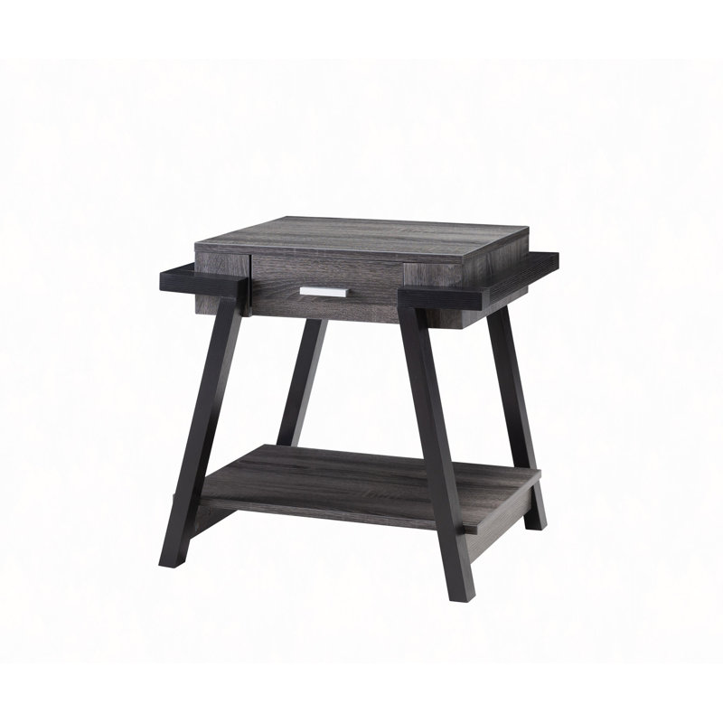 Table de bout Home avec tiroir, table d'appoint avec tablette de rangement