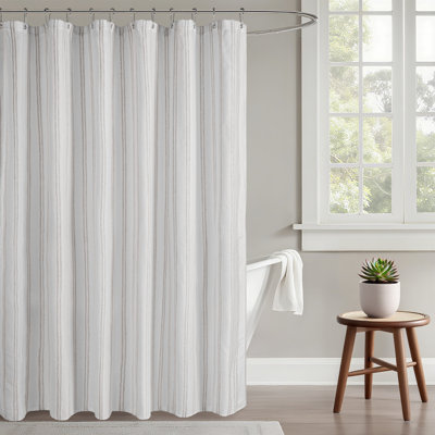 Soft Tufted Texture Chenille Stripe Shower Curtain