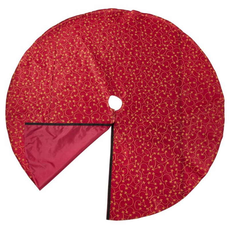 Ari Red Embroidered Christmas Tree Skirt, 52-inch