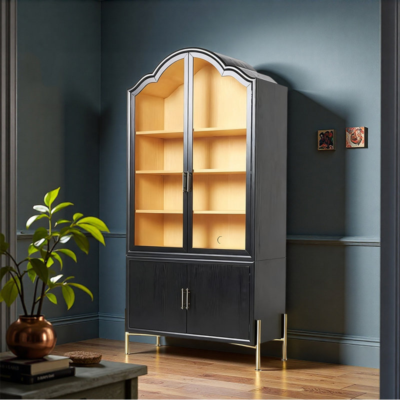 French style multi-layer display bookcase, Black