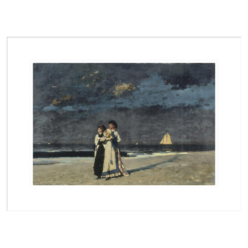 Promenade on the Beach par Winslow Homer - Impression sur toile, H 16,48 po x l 21,75 po