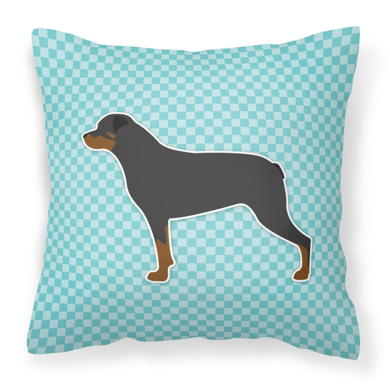 Coussin décoratif intérieur/extérieur carré rottweiler, H 18 po x l 18 po x P 3 po, Bleu