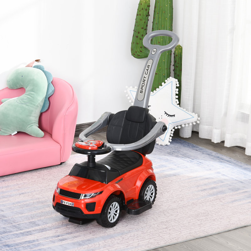 Red 3-in-1 Kid's Ride-On Push Car Stroller