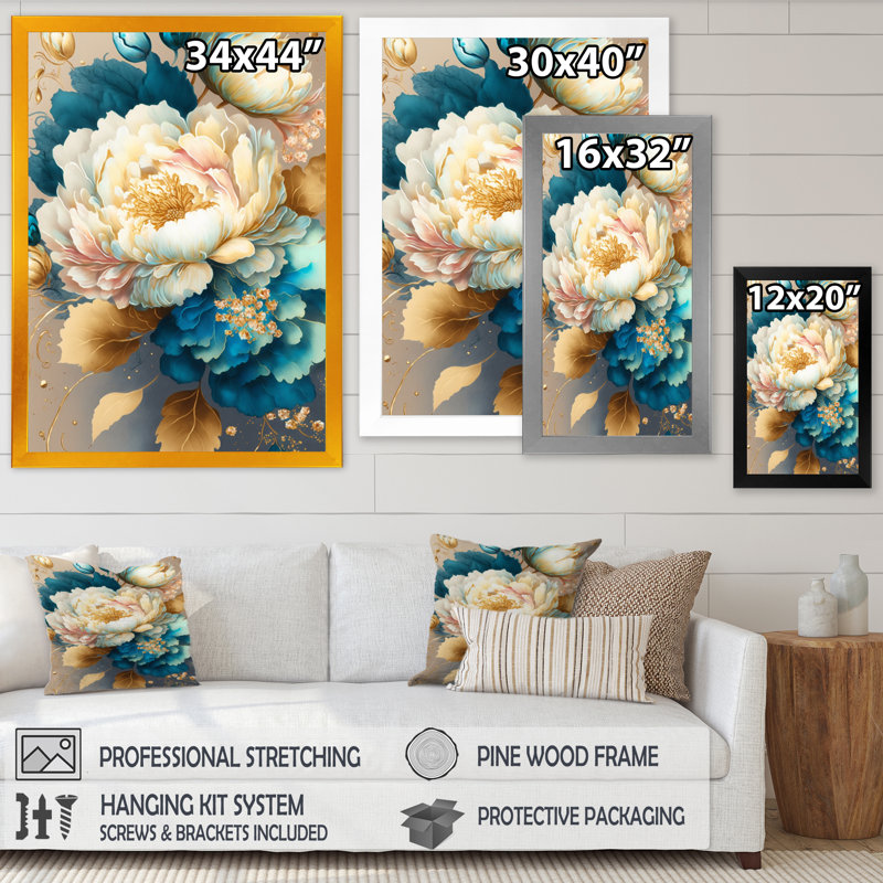 «Vibrant Floral Bunch II», reproduction sur toile, H 40 po x l 30 po x P 1,5 po, Impression noire sur toile encadrée